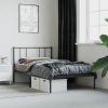 Metal Bed Frame with Headboard Black 92×187 cm Single Bed Size