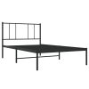 Metal Bed Frame with Headboard Black 92×187 cm Single Bed Size