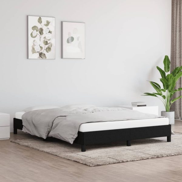 Bed Frame Black 107×203 cm King Single Size Fabric