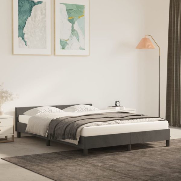 Bed Frame Dark Grey 107×203 cm King Single Size Velvet