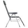 Folding Camping Chairs with Footrests 2 pcs Grey Textilene