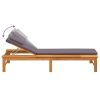 Sun Lounger with Dark Grey Cushion and Pillow Solid Wood Acacia