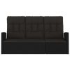 Reclining Garden Bench with Cushions Black 173 cm Poly rattan