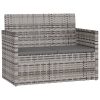Garden Bench with Cushions Grey 105 cm Poly Rattan