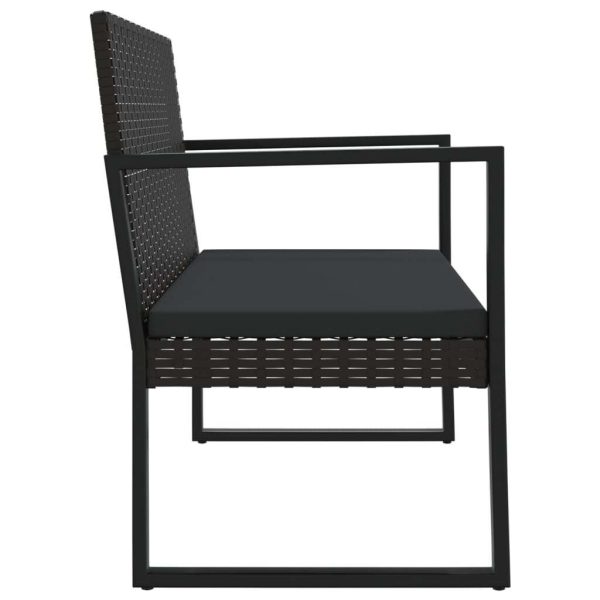 Garden Bench with Cushions Black 106 cm Poly Rattan