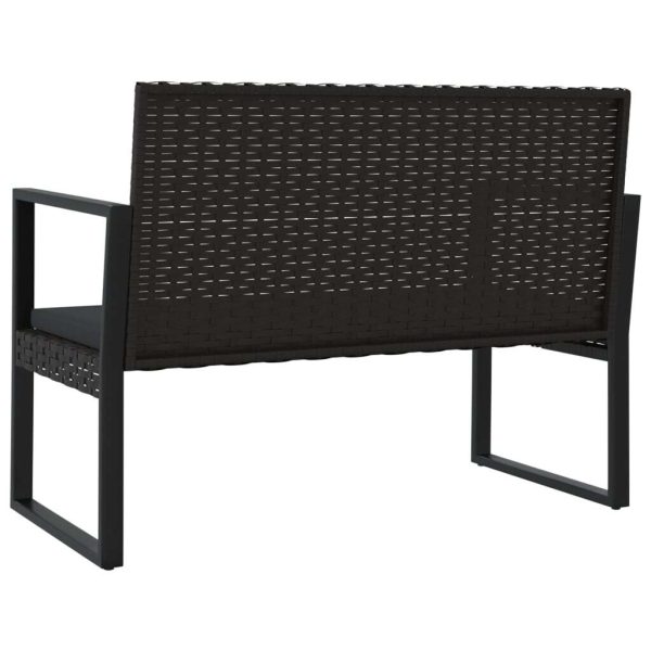 Garden Bench with Cushions Black 106 cm Poly Rattan