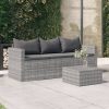 3-Seater Garden Sofa with Cushions Grey Poly Rattan