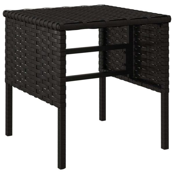 Garden Footstools with Cushions 4 pcs Black Poly Rattan