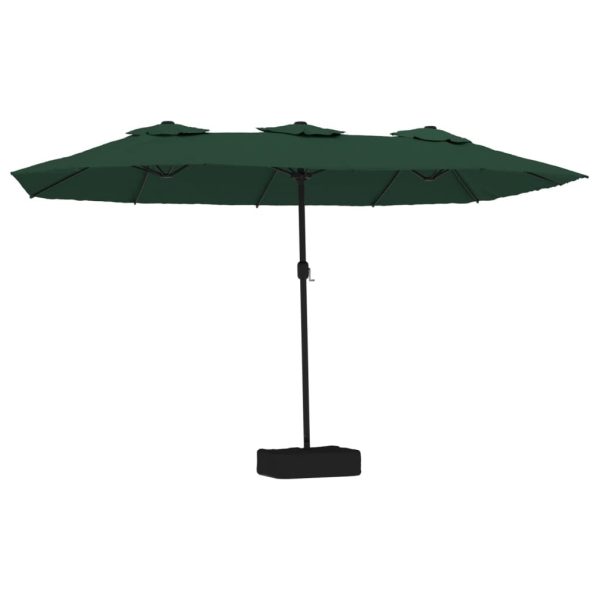 Double-Head Parasol with LEDs Green 449×245 cm