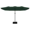 Double-Head Parasol with LEDs Green 449×245 cm