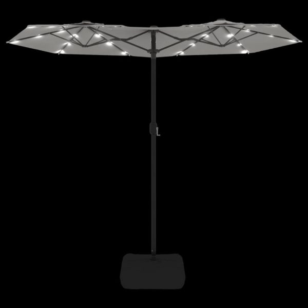 Double-Head Parasol with LEDs Sand White 316×240 cm