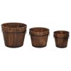 3 Piece Wooden Bucket Planter Set Solid Wood Fir