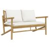 Garden Bench with Cream White Cushions Bamboo