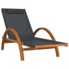 Sun Lounger with Pillow Grey Textilene and Solid Wood Poplar