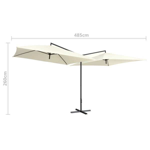 Double Parasol with Steel Pole 250×250 cm Sand White