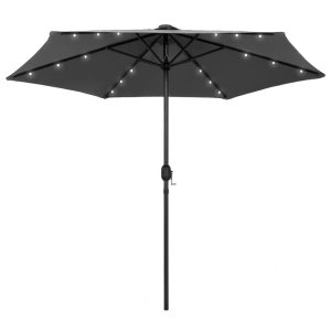Parasol with LED Lights and Aluminium Pole 270 cm Anthracite