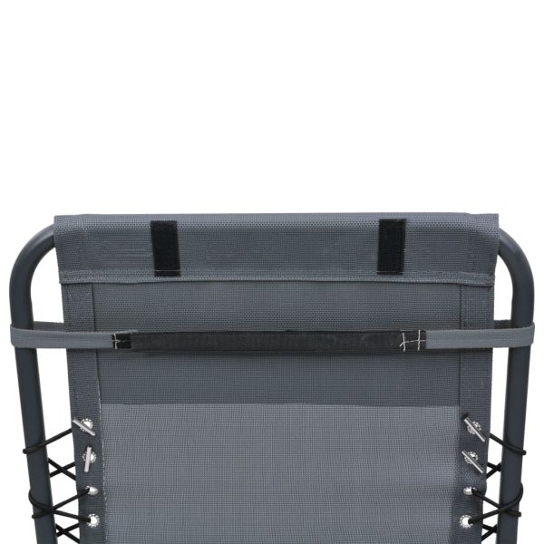 Deck Chair Headrest Grey 40×7.5×15 cm Textilene