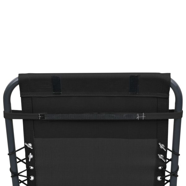 Deck Chair Headrest Black 40×7.5×15 cm Textilene