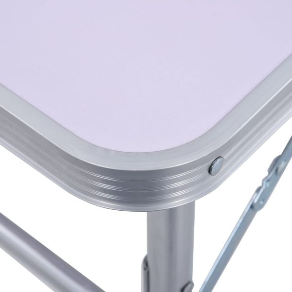 Folding Camping Table White Aluminium 60×45 cm
