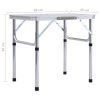 Folding Camping Table White Aluminium 60×45 cm