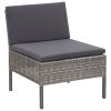 5 Piece Garden Sofa Set with Cushions Poly Rattan Grey