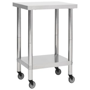 Kitchen Work Table with Wheels Stainless Steel