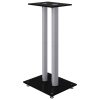 Speaker Stands 2pcs Black&Silver Tempered Glass 2 Pillars Design