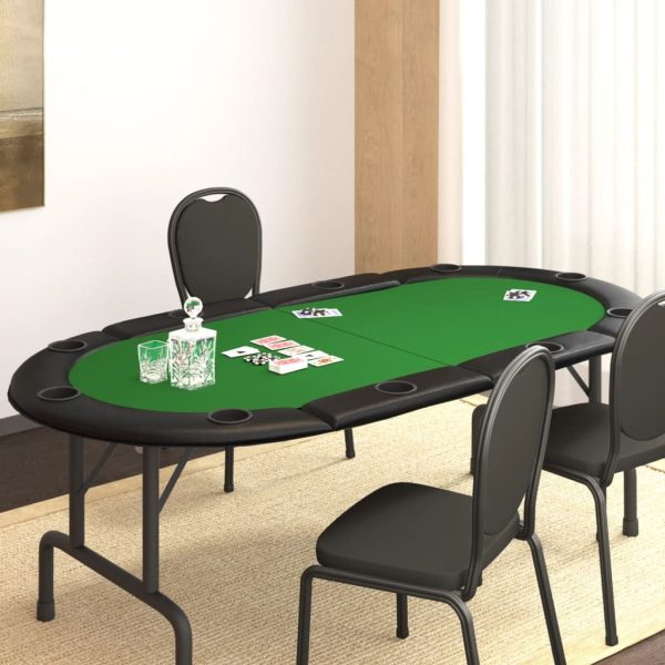 10-Player Folding Poker Tabletop Green 208x106x3 cm