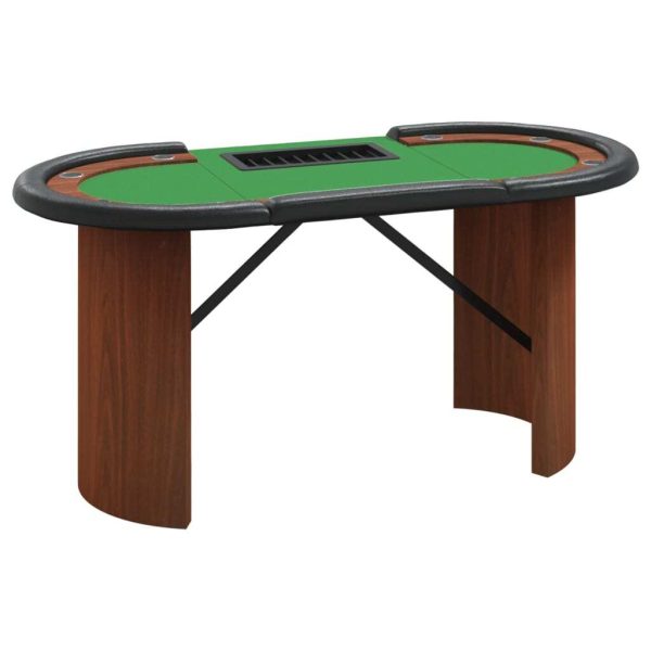 10-Player Poker Table with Chip Tray Green 160x80x75 cm