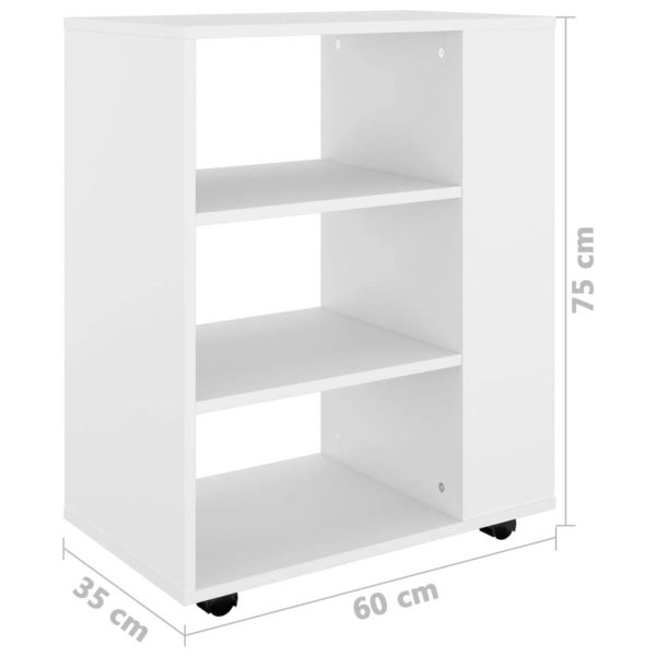 Rolling Cabinet White 60x35x75 cm Engineered Wood
