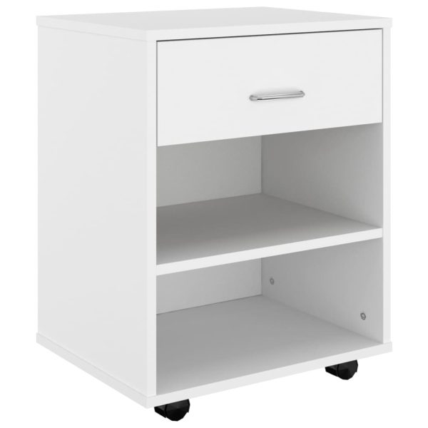 Rolling Cabinet White 46x36x59 cm Engineered Wood