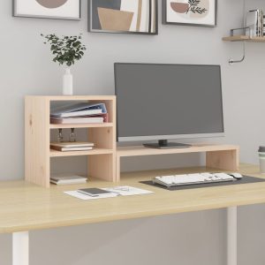 Monitor Stand 81x20x30 cm Solid Pine Wood