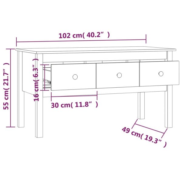 Coffee Table 102x49x55 cm Solid Wood Pine