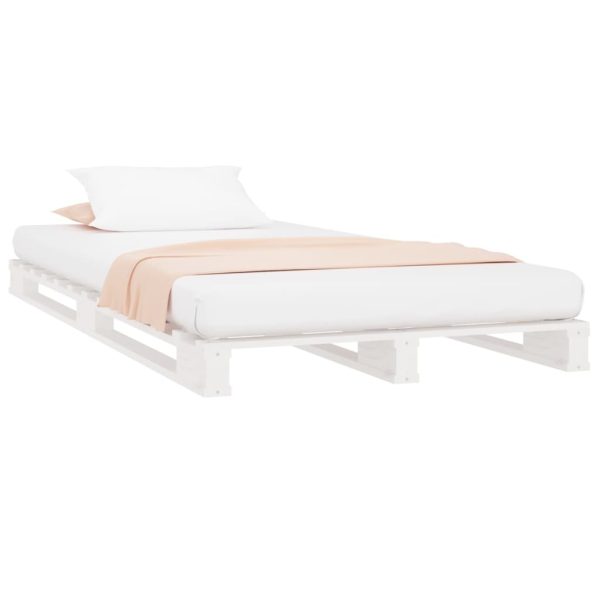 Bed Frame White 92×187 cm Solid Wood Pine Single Bed Size