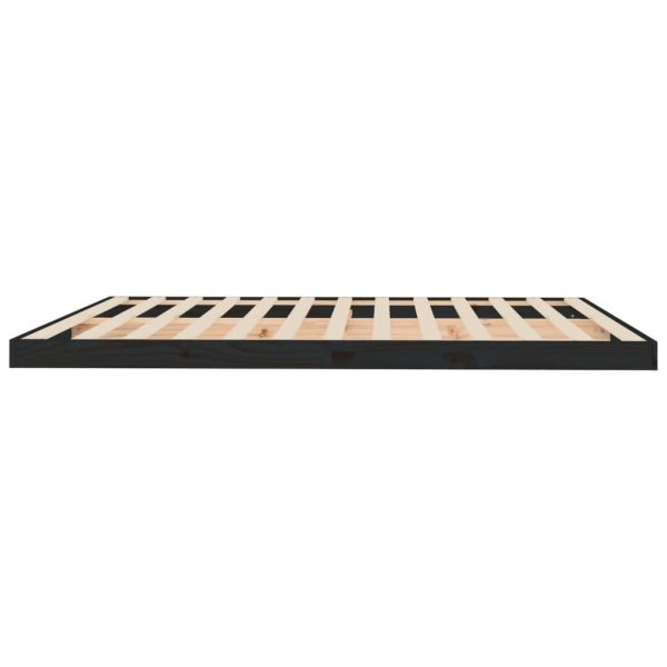 Bed Frame Black 183×203 cm Solid Wood Pine King Size