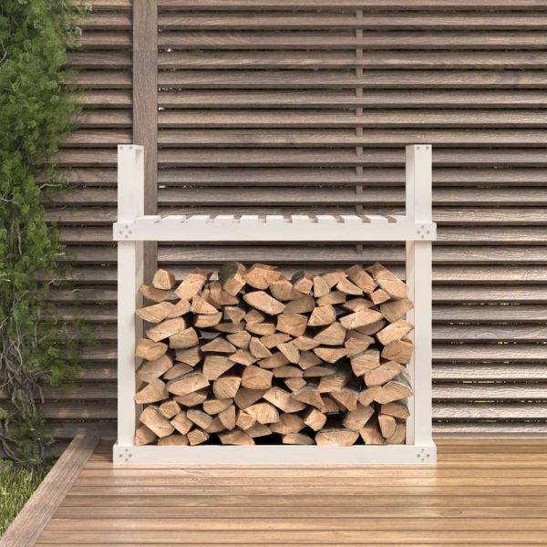 Firewood Rack White 110x35x108.5 cm Solid Wood Pine