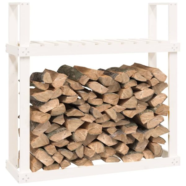 Firewood Rack White 110x35x108.5 cm Solid Wood Pine