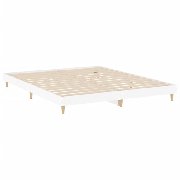 Bed Frame White 183×203 cm King Size Engineered Wood