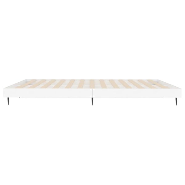Bed Frame White 183×203 cm King Size Engineered Wood