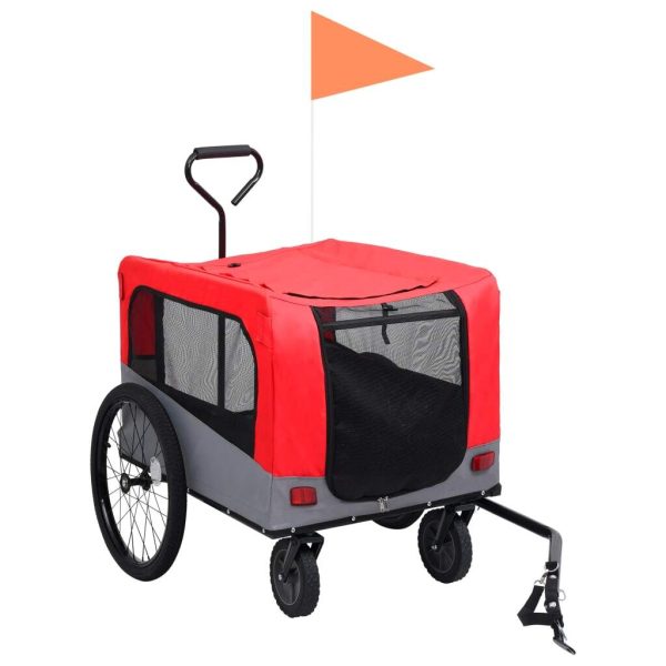 2-in-1 Pet Bike Trailer and Jogging Stroller Red and Grey