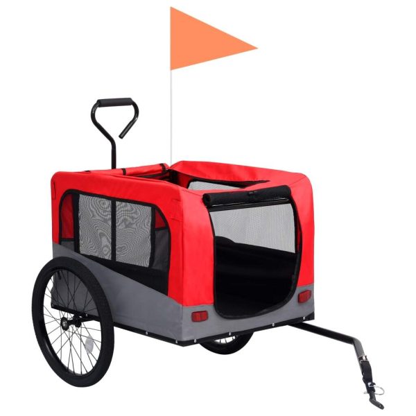 2-in-1 Pet Bike Trailer and Jogging Stroller Red and Grey