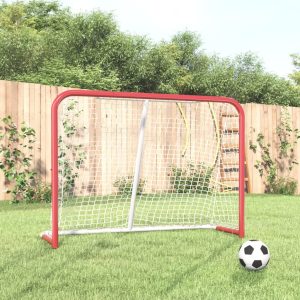 Hockey Goal with Net Red&White 153x60x118 cm Steel&Polyester