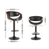 2X Bar Stools Swivel Chair Kitchen Gas Lift Wooden Bar Stool Leather