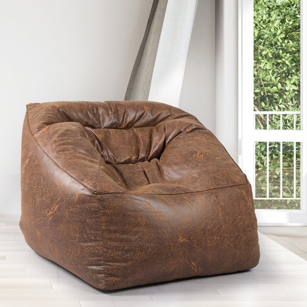 Bean Bag Chair Cover PU Leather Home Accent Game Seat Lazy Sofa Rustic