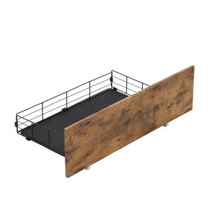 4 Bed Frame Storage Drawers Metal Wooden Wood Bonus Bottom Mat
