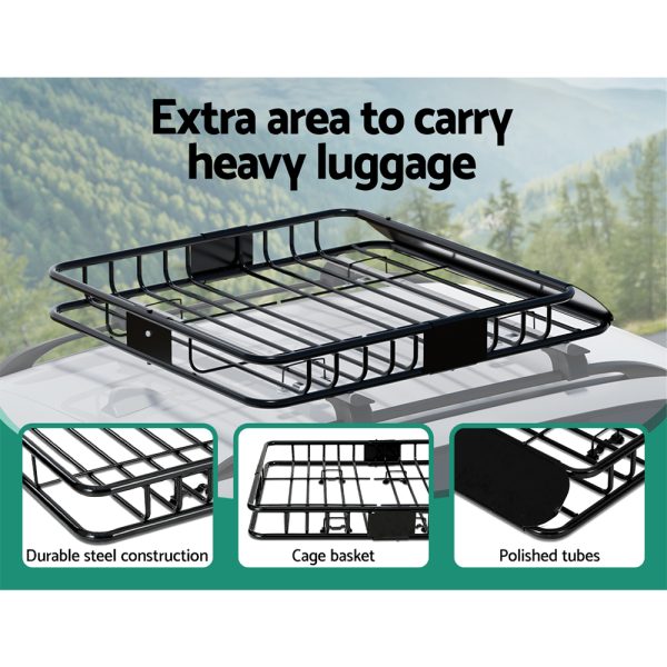 Universal Car Roof Rack Basket Luggage Carrier Steel Vehicle Cargo 111cm