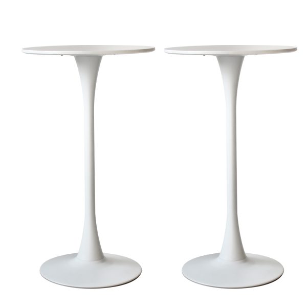 2x Bar Table Pub Tables Kitchen Marble Tulip Outdoor Round Metal White