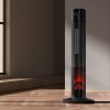 Electric Ceramic Tower Heater 3D Flame Oscillating Remote Control 2000W