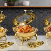 Gold Plated Stainless Steel Round Chafing Dish Tray Buffet Cater Food Warmer Chafer with Top Lid
