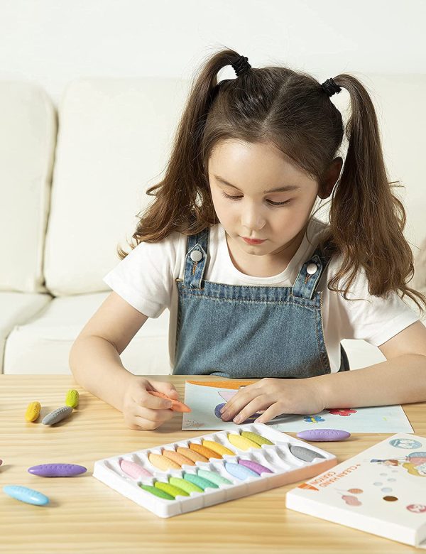 Peanut Kids Washable Crayons, Non-Toxic 12 Pastel Colors